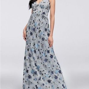 Floral Embroidered Tank Bridesmaid Dress